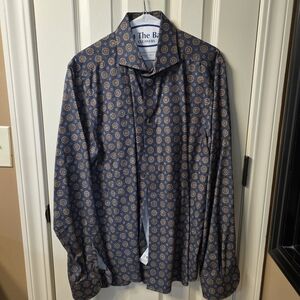 The EMMANUEL BERG Men's Navy Patterned Dress Shirt